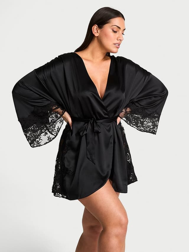 Халат, кружевная отделка, атлас — Victoria's Secret