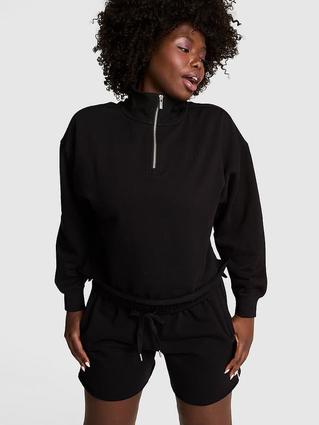 Женские худи PINK Campus Fleece™ Quarter-Zip Straight-Cut Sweatshirt