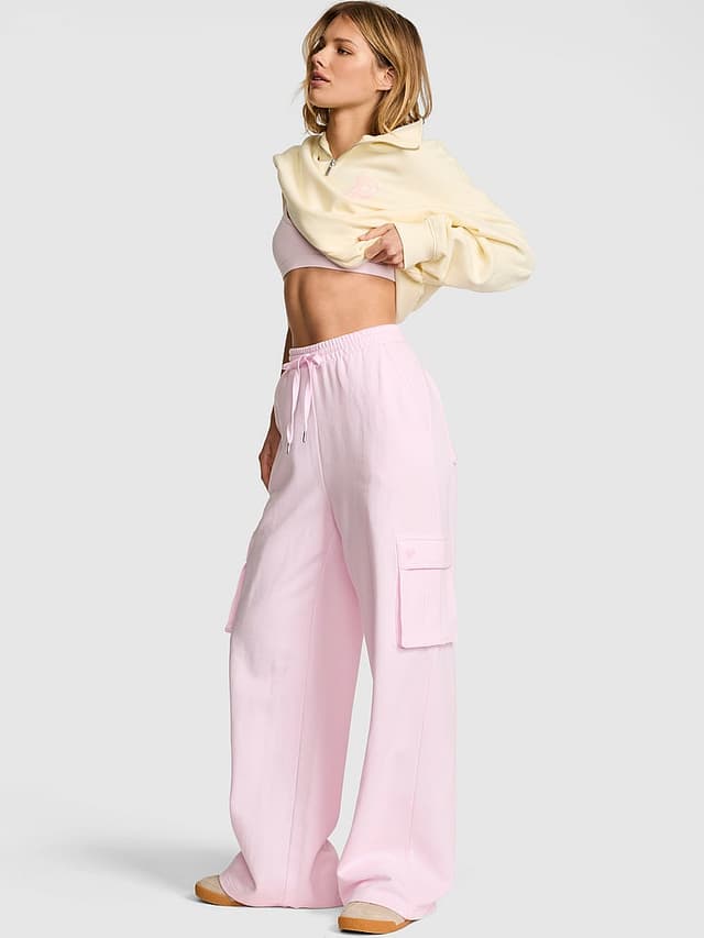 Женские брюки PINK Campus Fleece™ Wide-Leg Cargo Sweatpants