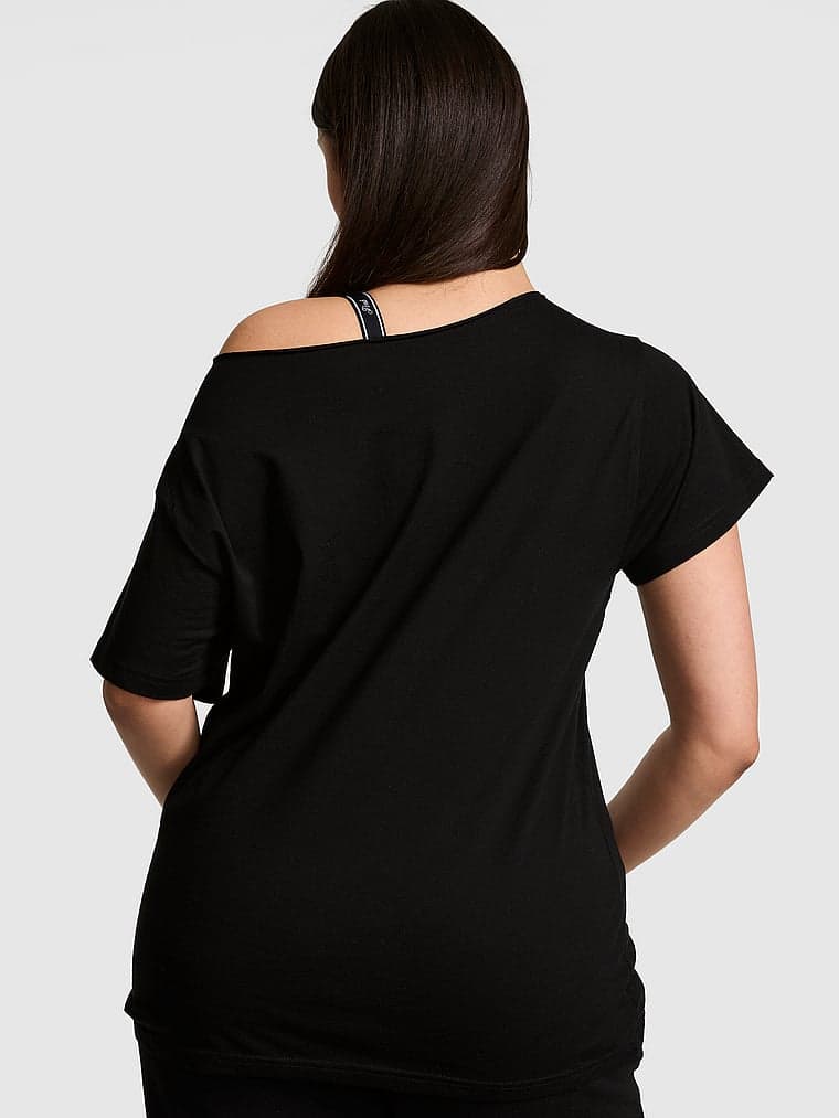 Женские футболки PINK Campus Cotton™ Off-The-Shoulder Tee — фото 2