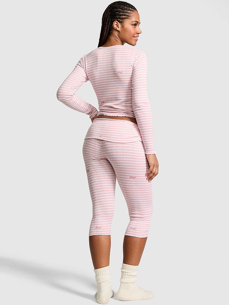 Женские брюки PINK Soft Luxe Pointelle Foldover Capri Pants — фото 2