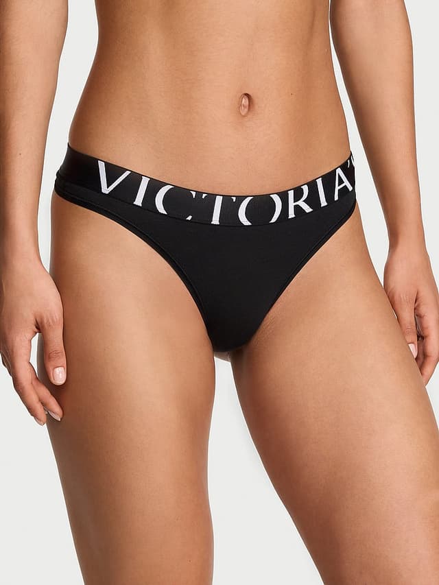 Трусы-стринги, с логотипом, хлопок — Victoria's Secret