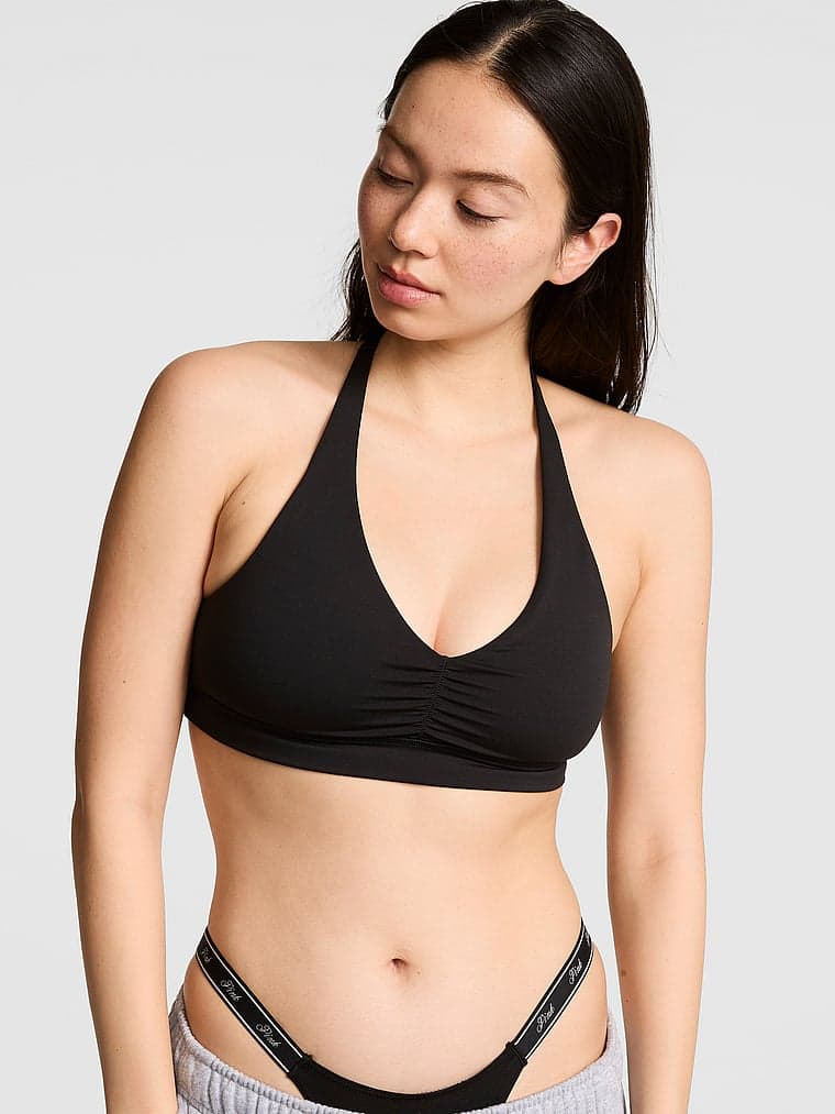 Спортивное бра Relay™ Ruched, глубокий вырез — PINK