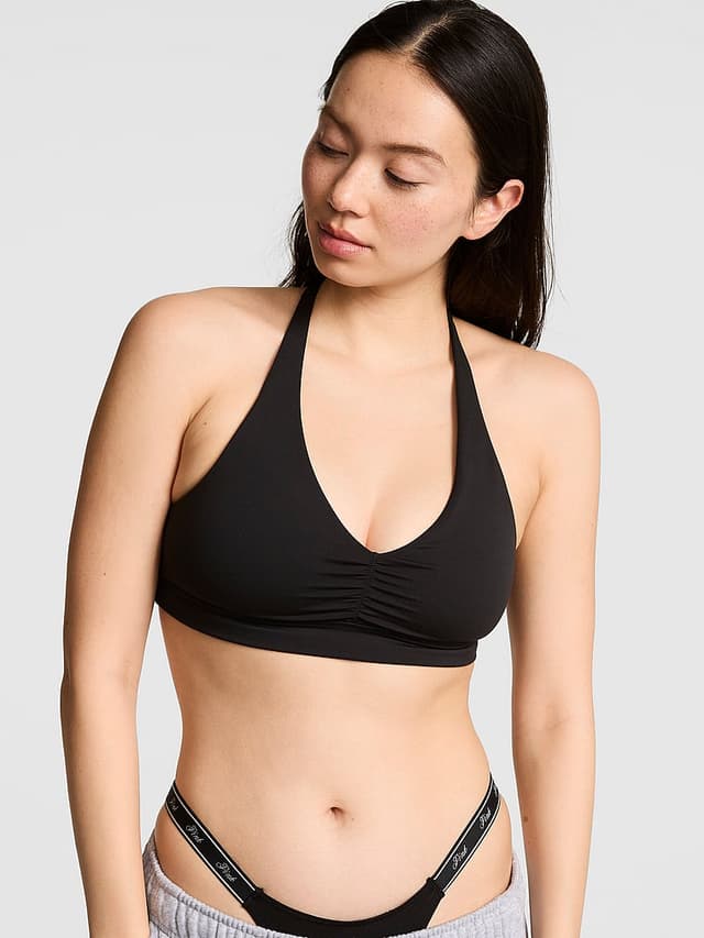 Спортивное бра Relay™ Ruched, глубокий вырез — PINK
