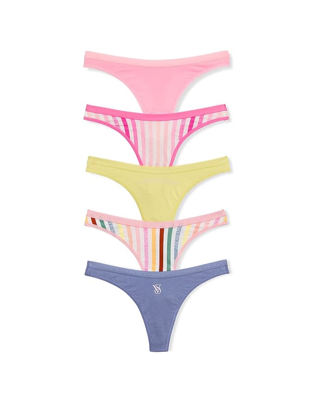 Трусы-стринги Animal, хлопок-стрейч, 5 шт. — Victoria's Secret