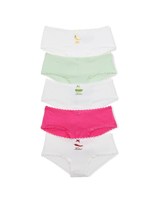 Трусы-чики, кружевная отделка, хлопок, 5 шт. — Victoria's Secret