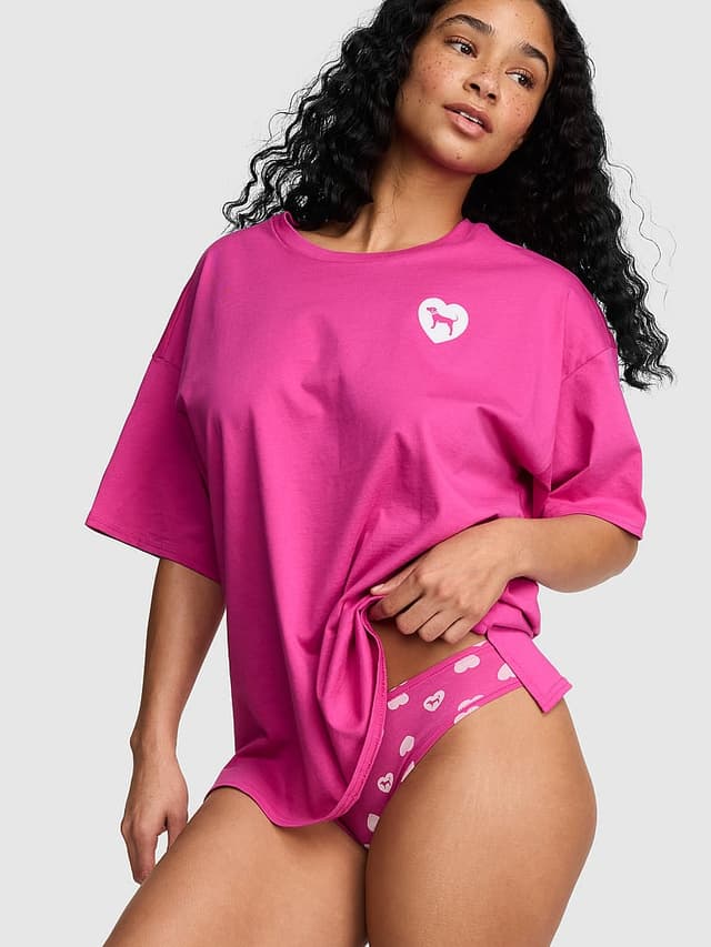 Пижамный комплект Side-Slit, хлопок — PINK