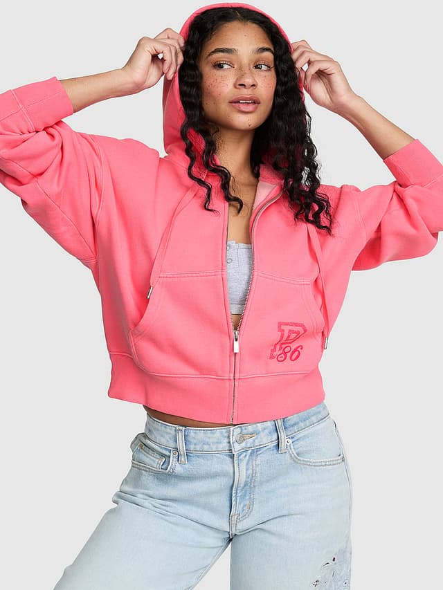 Женские худи PINK Campus Fleece™ Shrunken Full-Zip