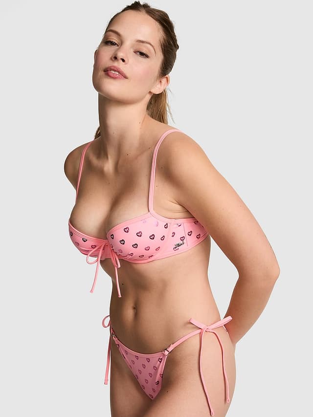 Верх бикини Scrunched, пуш-ап — PINK