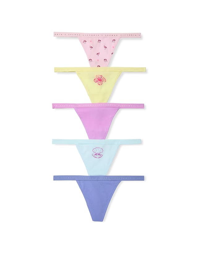 Трусы-стринги-ви, хлопок-стрейч, 5 шт. — Victoria's Secret