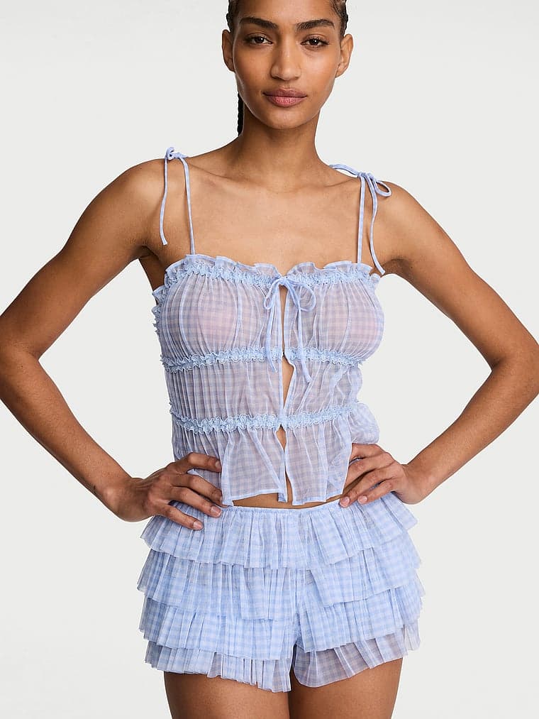 Комплект белья Gingham, оборки, шифон — Victoria's Secret