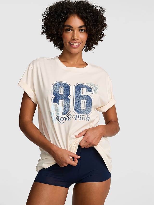 Женские футболки PINK Campus Cotton™ Tee