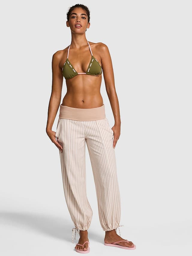 Женские брюки PINK Foldover Linen Jogger Pants