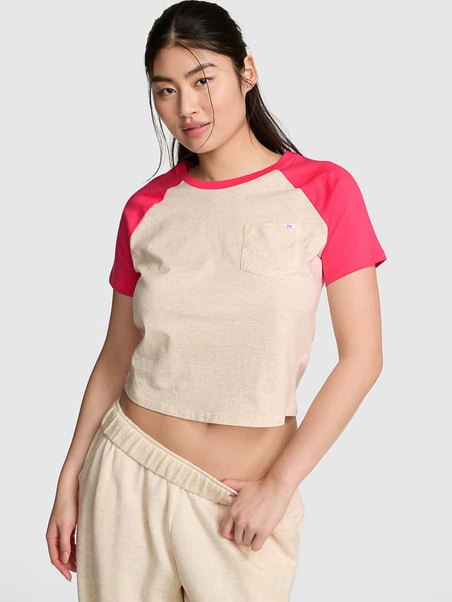 Пижамный топ Raglan, хлопок — PINK