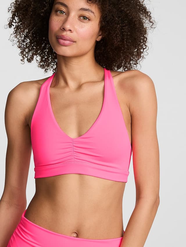 Спортивное бра Relay™ Ruched, глубокий вырез — PINK