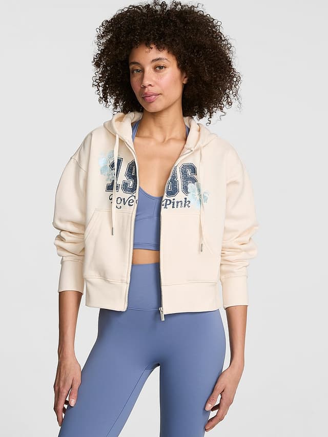 Женские худи PINK Campus Fleece™ Shrunken Full-Zip