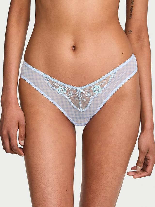 Трусы-бразилиана Gingham, вышивка, сетка — Victoria's Secret