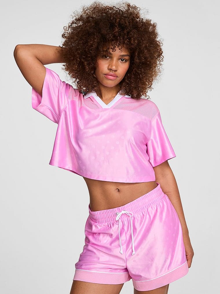 Женская одежда PINK Goal-Getter Satin Cropped Boxy Jersey — фото 2