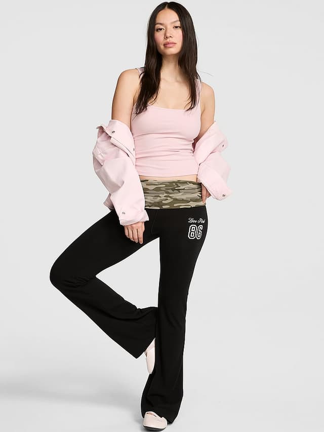 Женские леггинсы PINK All-Day Cotton™ Foldover Flare Leggings
