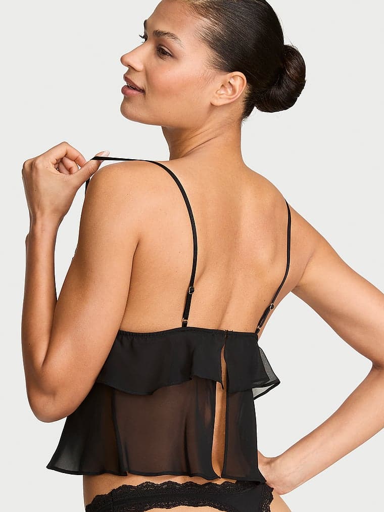 Бра, треугольные чашки, оборки, кружево, шифон — Victoria's Secret — фото 2