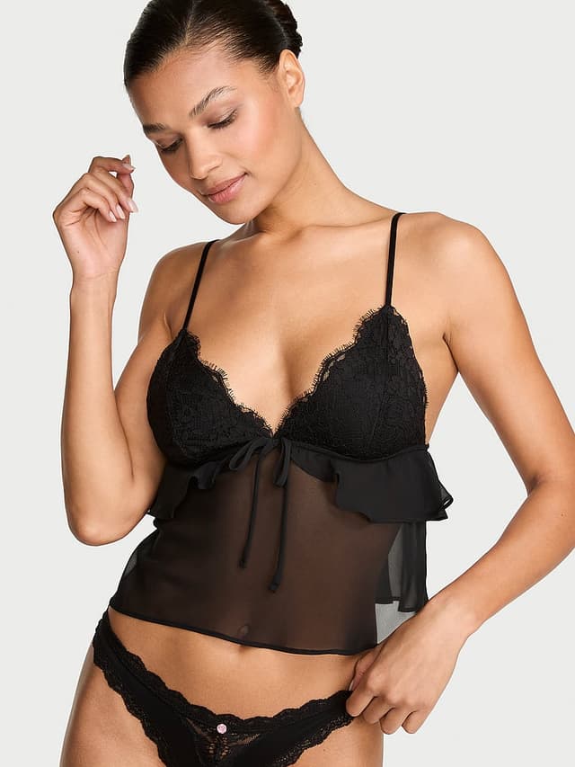 Бра, треугольные чашки, оборки, кружево, шифон — Victoria's Secret