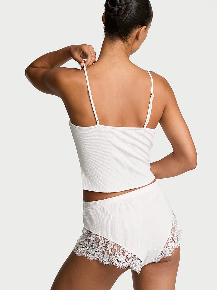 Комплект белья, в рубчик, ажурная вязка — Victoria's Secret — фото 2