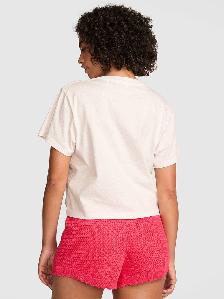 Женские футболки PINK Campus Cotton™ Boxy-Cut Tee — фото 2