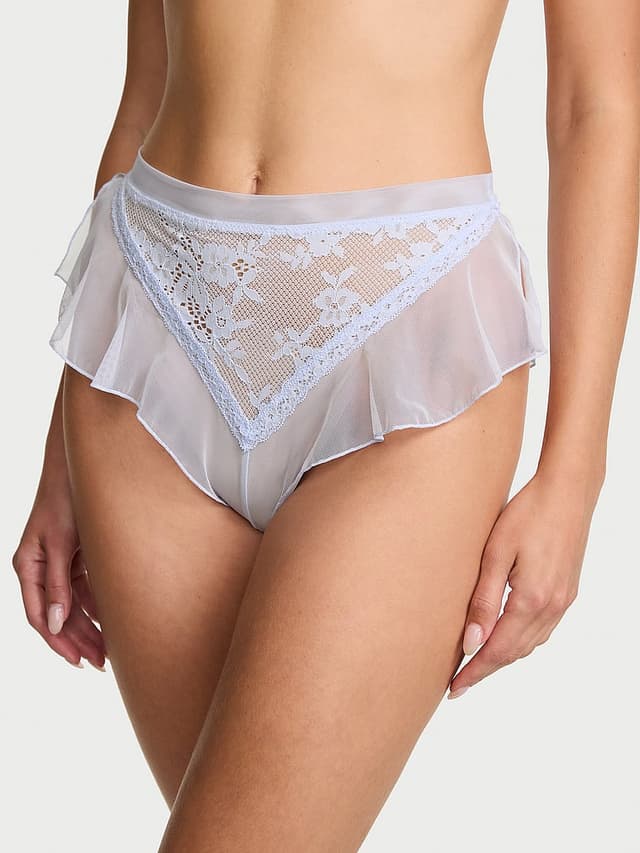 Трусы-бразилиана, оборки, кружево, сетка — Victoria's Secret