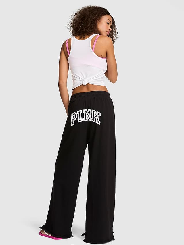 Женские брюки PINK Campus Fleece™ Wide-Leg Split-Hem Sweatpants