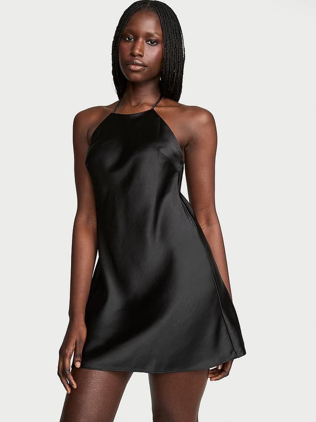 Женское платье-комбинация Victoria's Secret Luxe Satin на бретелях-халтер