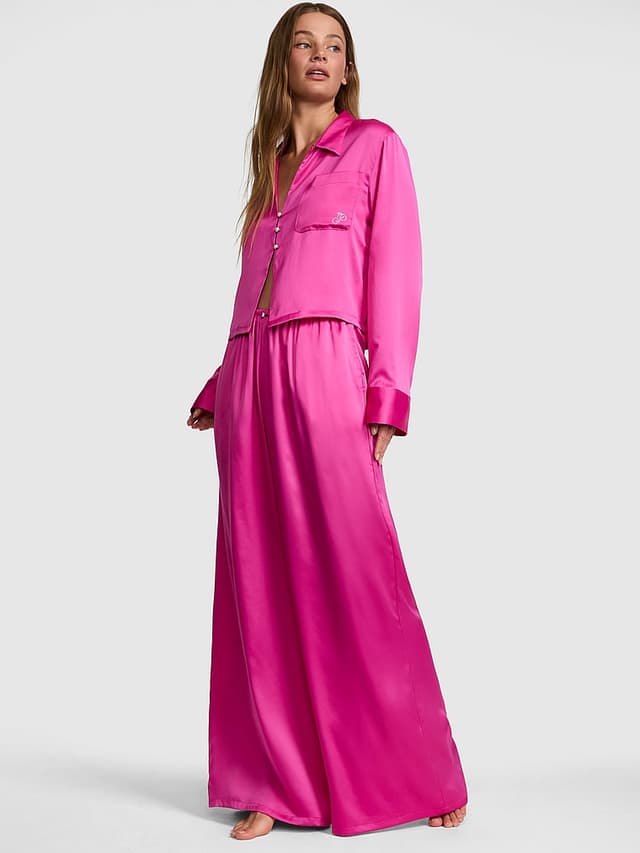 Пижамный комплект GRWPINK™ Flyaway, длинный рукав, атлас — PINK
