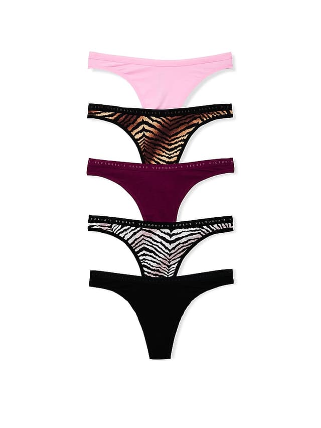 Трусы-стринги Animal, хлопок-стрейч, 5 шт. — Victoria's Secret