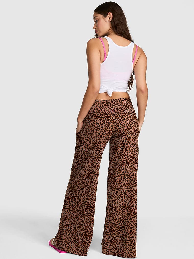Женские брюки PINK All-Day Cotton™ Foldover Wide-Leg Pants — фото 2