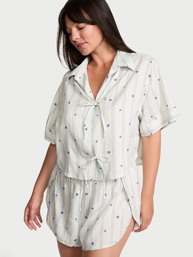 Пижамный комплект Tie-Front, хлопок, модал — Victoria's Secret