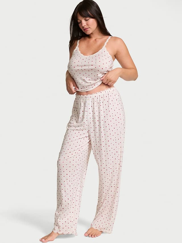 Пижамный комплект, в рубчик, ажурная вязка — Victoria's Secret