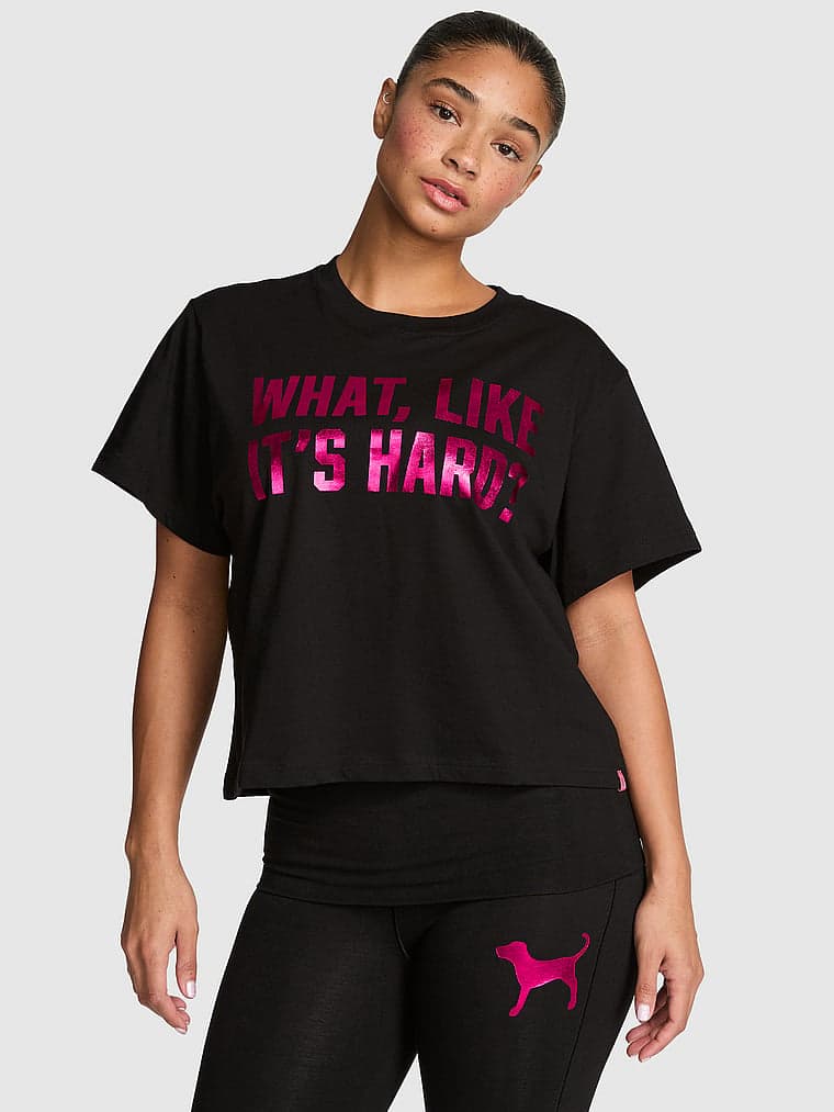 Женские футболки PINK Elle Campus Cotton™ Cropped Tee — фото 2