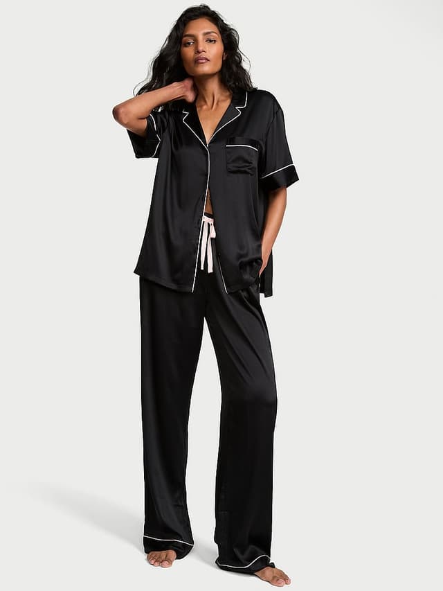 Пижамный комплект Signature, короткий рукав, атлас — Victoria's Secret