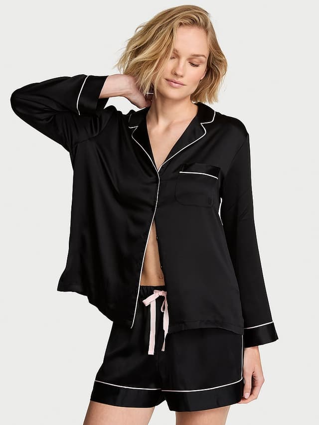 Пижамный комплект Signature, длинный рукав, атлас — Victoria's Secret