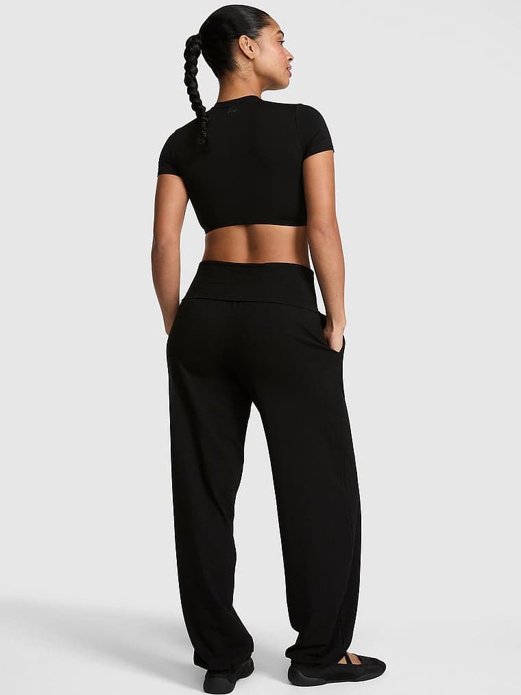 Женские брюки PINK All-Day Cotton™ Foldover Jogger Pants — фото 2