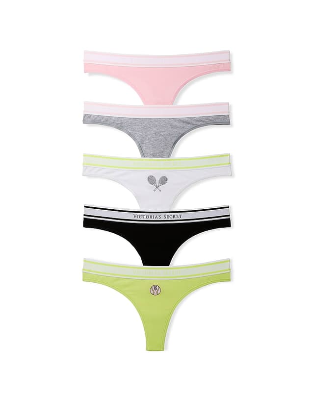 Трусы-стринги Tennis, с логотипом, хлопок, 5 шт. — Victoria's Secret