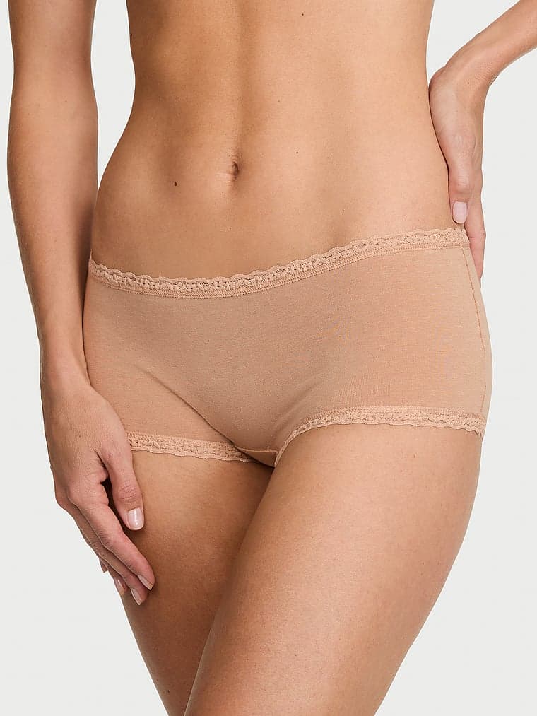Трусы-шортики, кружевная отделка, хлопок — Victoria's Secret