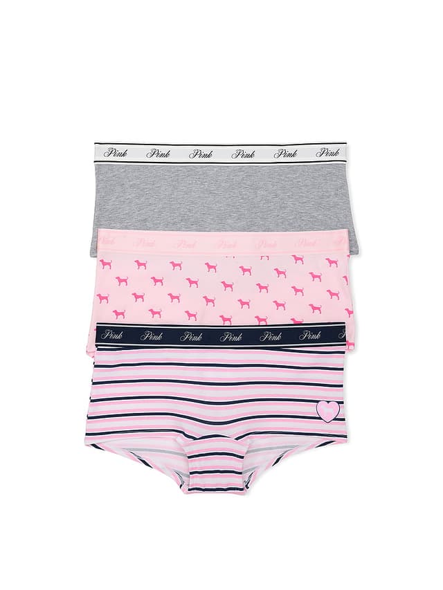 PINK 3-Pack Logo Cotton Boyshort Panties