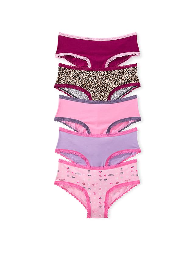 Трусы-чики, кружевная отделка, хлопок, 5 шт. — Victoria's Secret