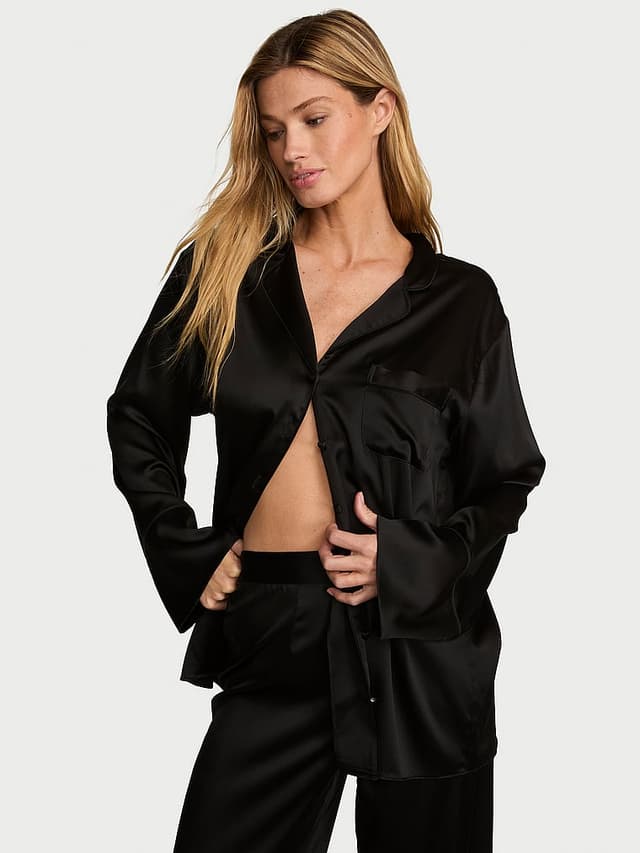 Женские рубашки Victoria's Secret Washable Silk Sheer Stripe Open-Back Shirt