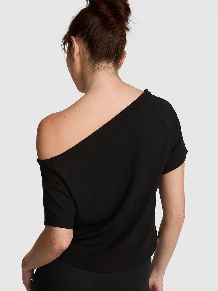 Женские футболки PINK Soft Modal Off-The-Shoulder Boxy Tee — фото 2