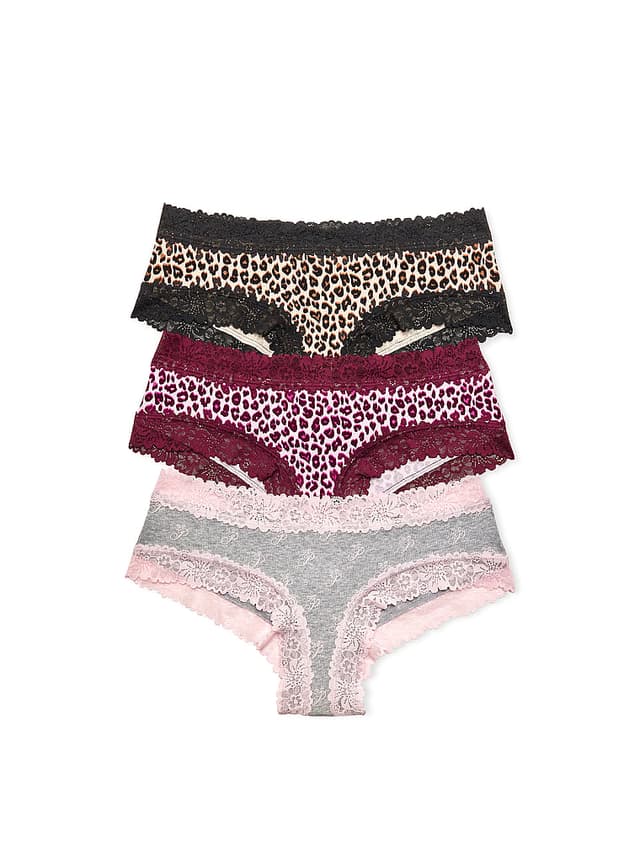 3-Pack PINK Wink™ Lace-Trim Cheeky Panties