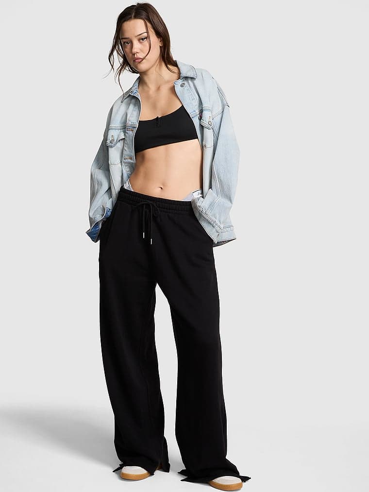 Женские брюки PINK Campus Fleece™ Wide-Leg Split-Hem Sweatpants