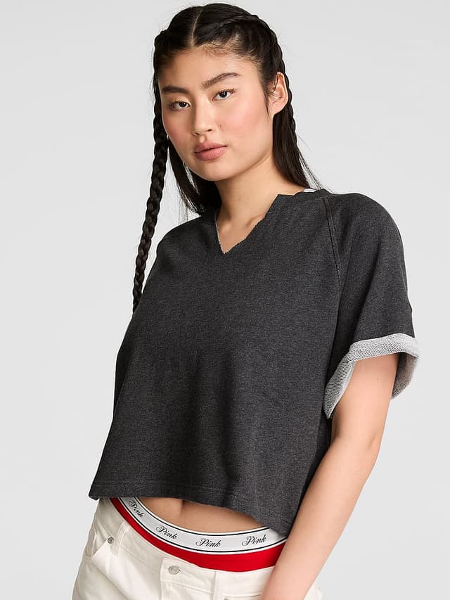 Женские худи PINK Campus Terry™ Short-Sleeve Crew Sweatshirt