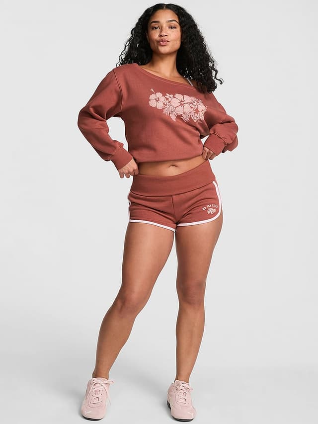 Женские шорты PINK Campus Fleece™ Foldover Shorts