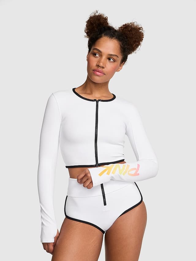 Женские куртки PINK Cropped Scuba Jacket